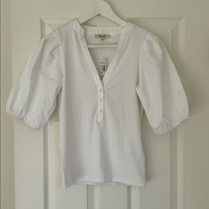 Madewell White Puff Sleeve Blouse